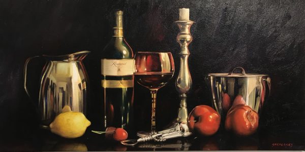 ALexander Sheversky Still Life with Wine Original Oil 24X48