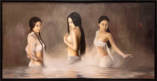 Cecilia Aisin-Gioro-3 Nymph Rising-Oil on Canvas-32 x 63 in-Framed