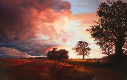 Contemporary Canadian Painter David Shepherd Sunset Landscape Oil 12X18