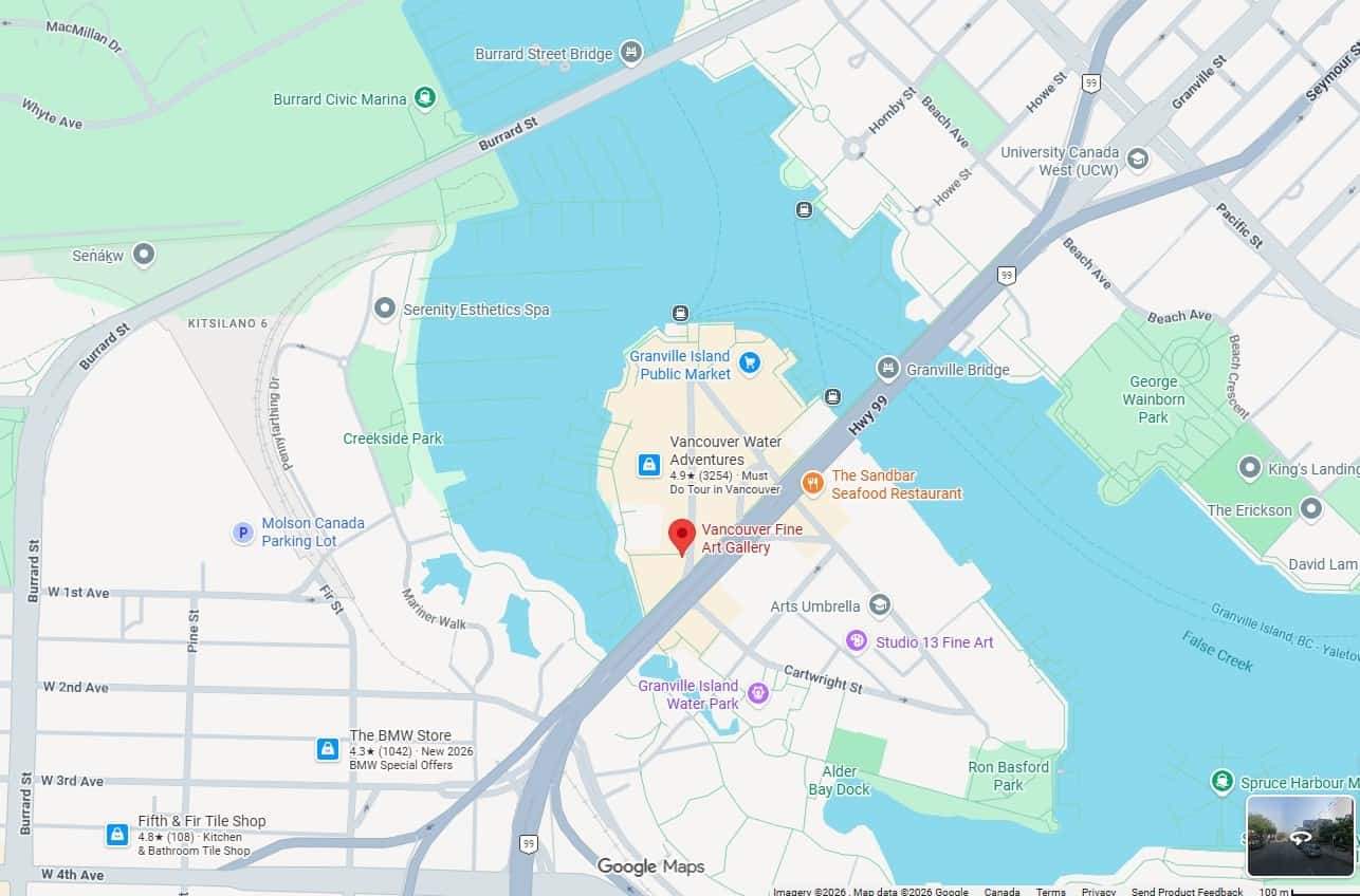 Map of Vancouver Fine Art Gallery
