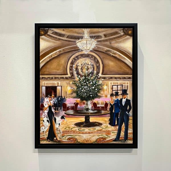 Contemporary Art. Title: Hotel De Paris Monaco, Oil on Canvas, 20 x 16 in by Canadian Artist Kamiar Gajoum.