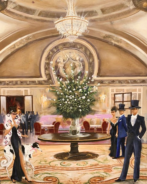 Kamiar Gajoum Hotel De Paris Monaco Original Oil Painting 20x16
