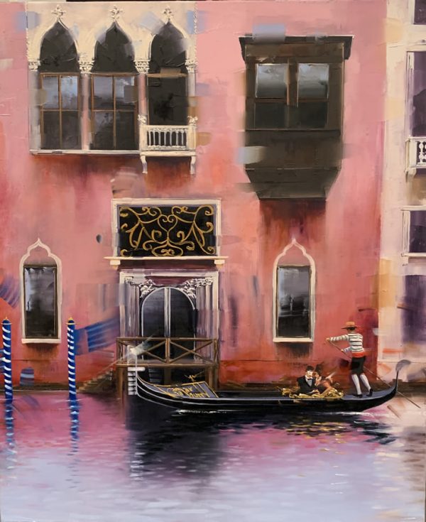Contemporary Canadian Painter Kamiar Gajoum Momento Di Venezia Original Oil 18X21.5