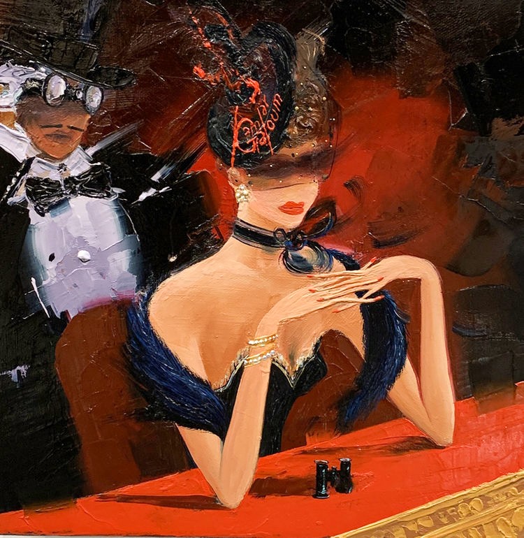 Kamiar Gajoum The Opera Box Original Oil Painting 12X12