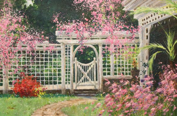 Olivia+Zeng.+Backyard+Flowers.+Original+Oil.18X24