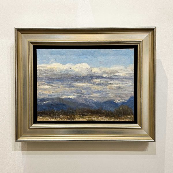 Contemporary art. Title: Shifting Clouds Over a Northern Landscape, Oil on Canvas, 9 x 12 in by Canadian artist Paul Chizik.