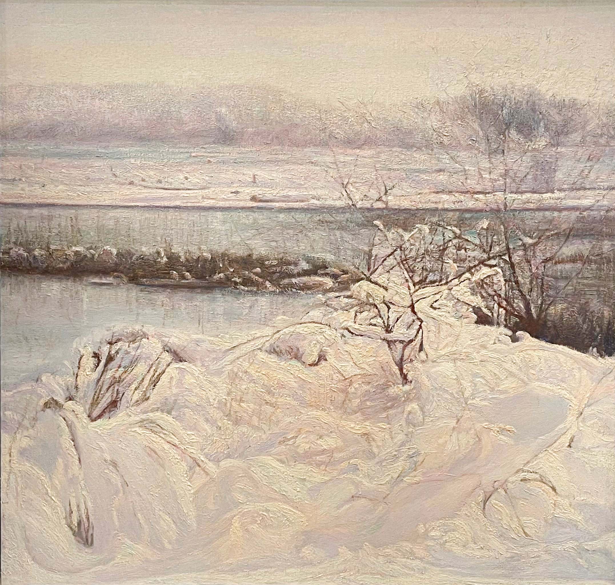 Contemporary art. Title: Western Winter Western Light, Oil on Canvas, 30x31.5 in by Canadian artist Paul Chizik.