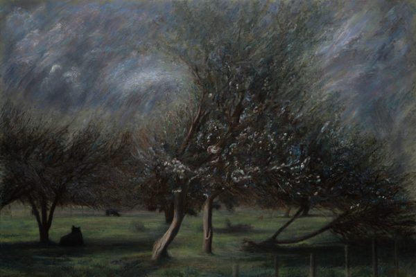Paul Chizik Dark Silhouettes in Orchard Grove Original Oil 52x79