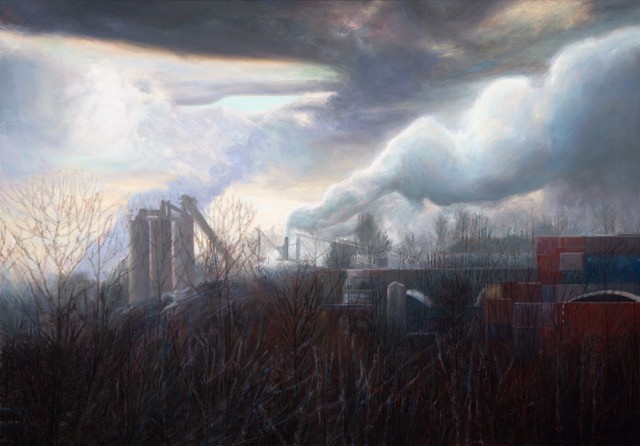 Paul Chizik-Weighted Smoke Industrial Landscape-Original Oil-50x72