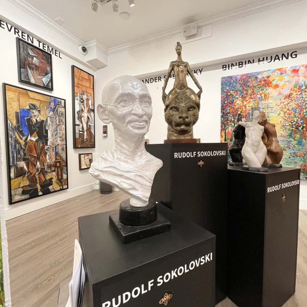 Contemporary Sculpture. Title: Gandhi, Life Size Cast Stone Sculpture, 11x8x22 in by Canadian artist Rudolf Sokolovski.