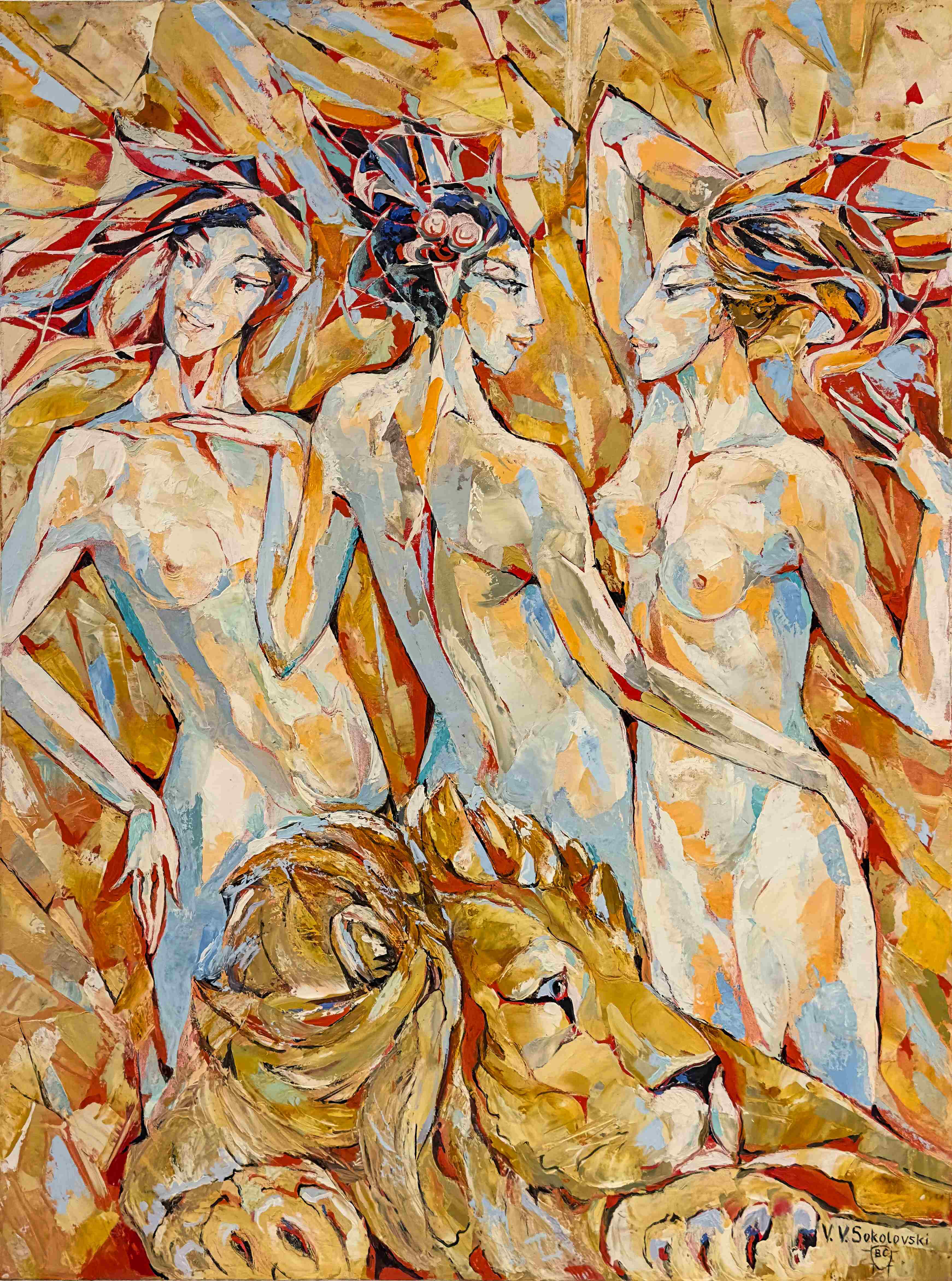 Contemporary Art. Title: My Muses, Oil on Canvas, 40 x 30 in by Valeri Sokolovski.