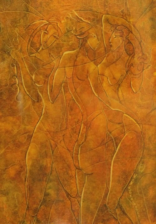 Contemporary Art. Title: The Tango Series Ⅰ, Oil on Paper, 12 x 9 in by Canadian artist Valeri Sokolovski. Vancouver Fine Art Gallery