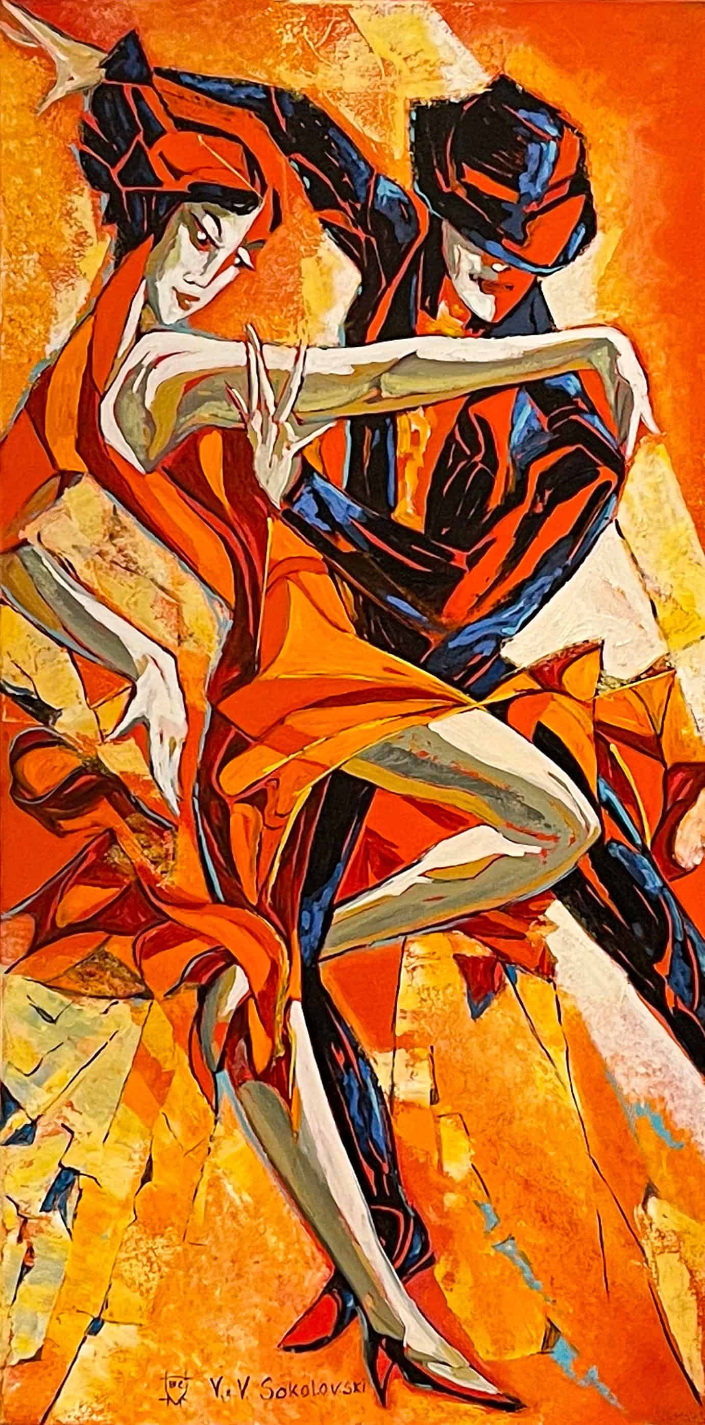 Contemporary art. Title: Rhythm Ⅰ , Oil on Canvas, 36 x18 in by Canadian artist Valeri Sokolovski.