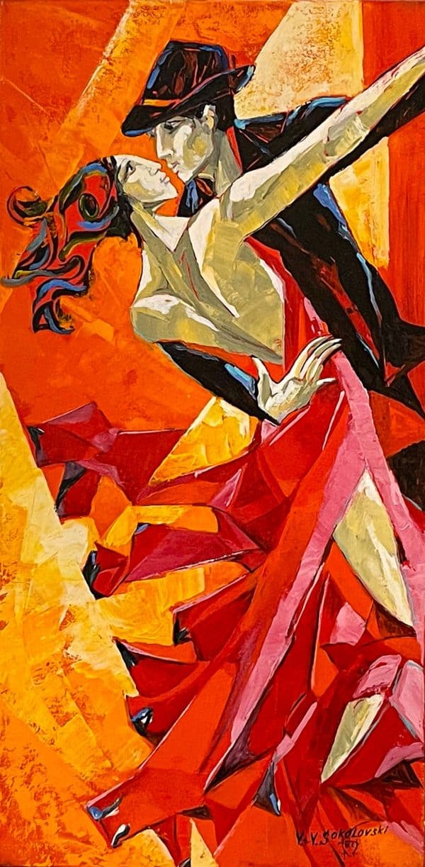 Contemporary Art. Title: Rhythm II, Oil on Canvas, 36 x18 in by Canadian artist Valeri Sokolovski.