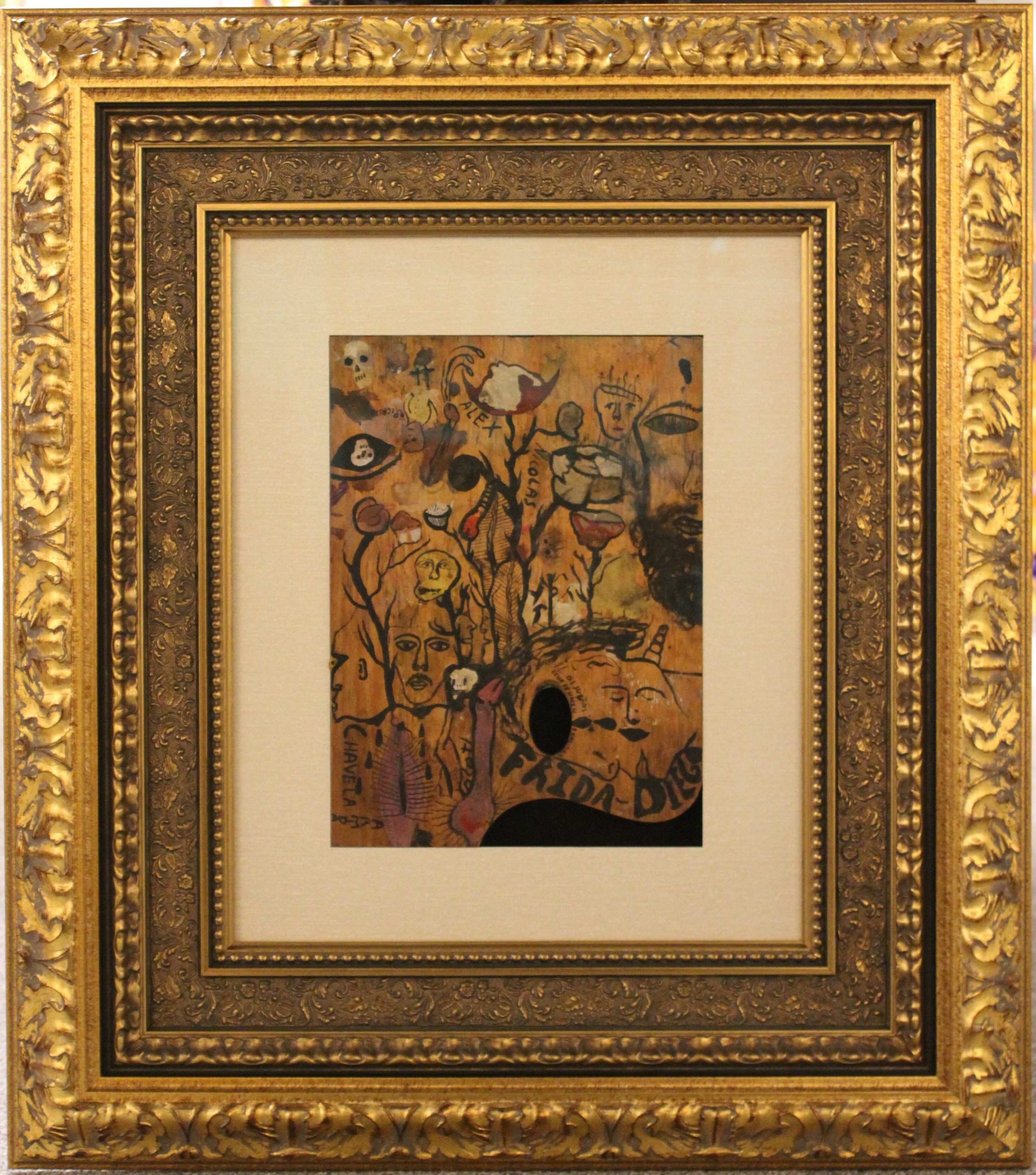 Frida Kahlo Original Paint Pallet Painted both sides Frame 33x29