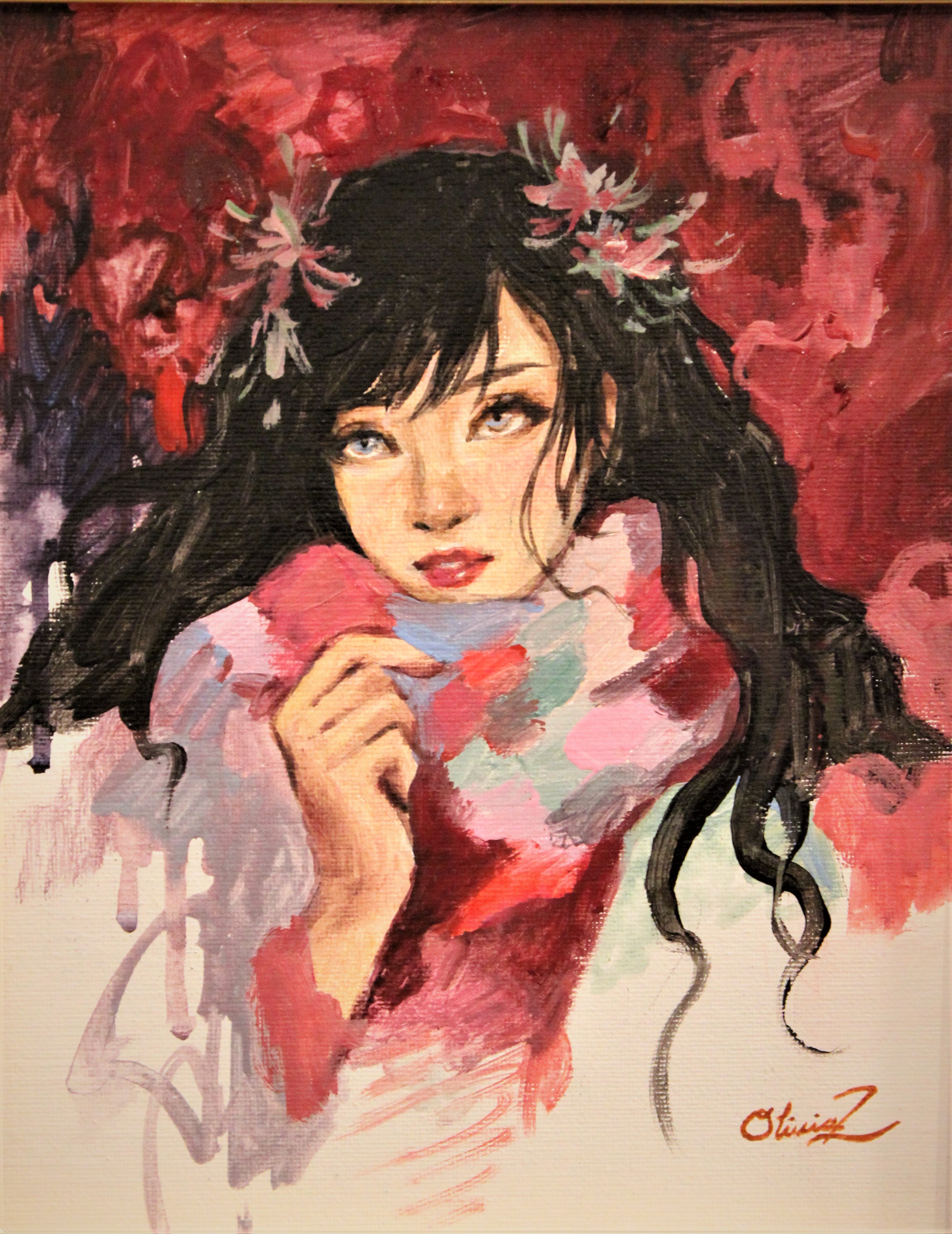 Olivia Zeng -Chrysanthemum Original Oil Painting 10x8