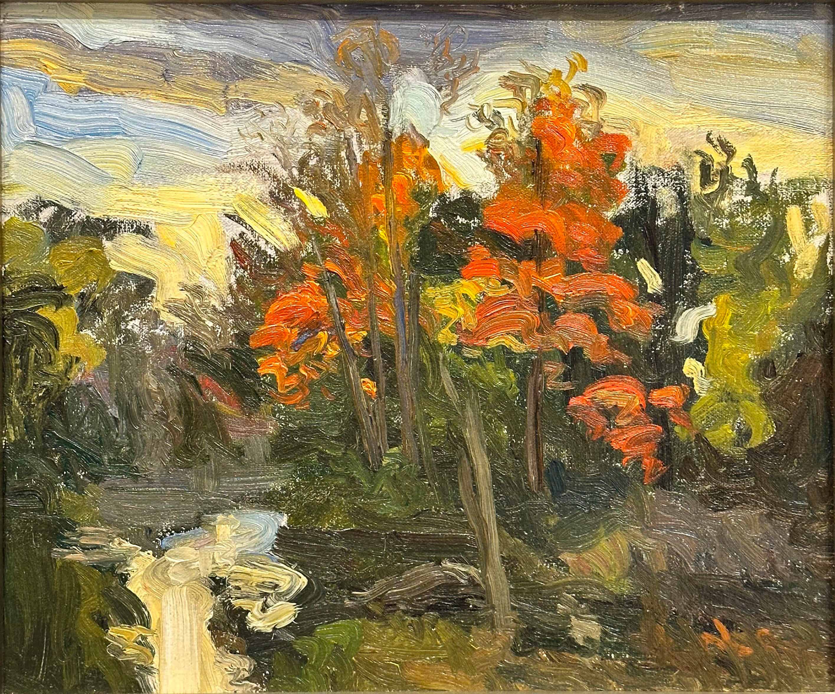 Contemporary Art. Title: Red Ontario, Oil on Canvas, 10 x 12 in by Contemporary Canadian Artist Paul Chizik.