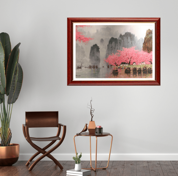 Contemporary art. Title: Peach Blossom Spring-24x36 in by Contemporary Canadian Artist Uncle Zeng.