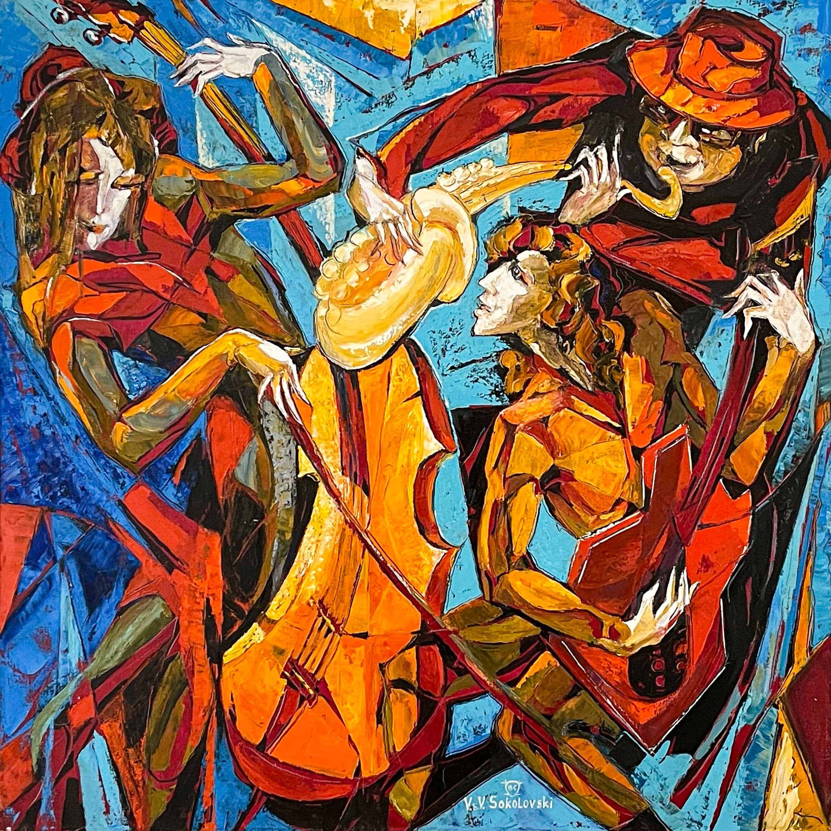 Contemporary art. Title: Virtuoso, Oil on Canvas, 36x36 in by Contemporary Canadian artist Valeri Sokolovski.