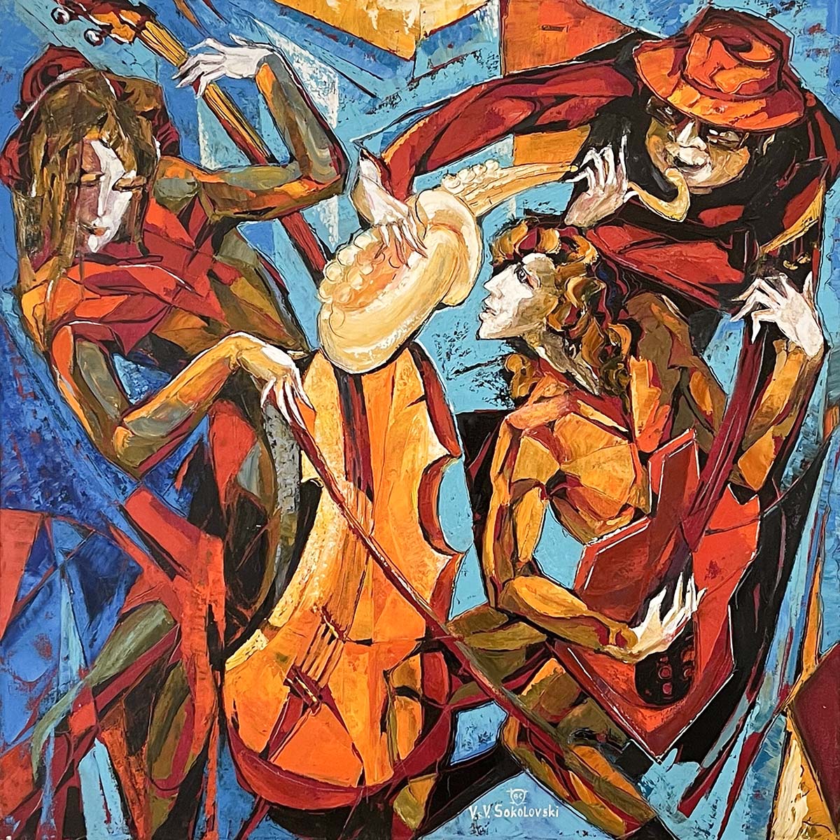 Contemporary art. Title: Virtuoso, Oil on Canvas, 36x36 in by Contemporary Canadian artist Valeri Sokolovski.