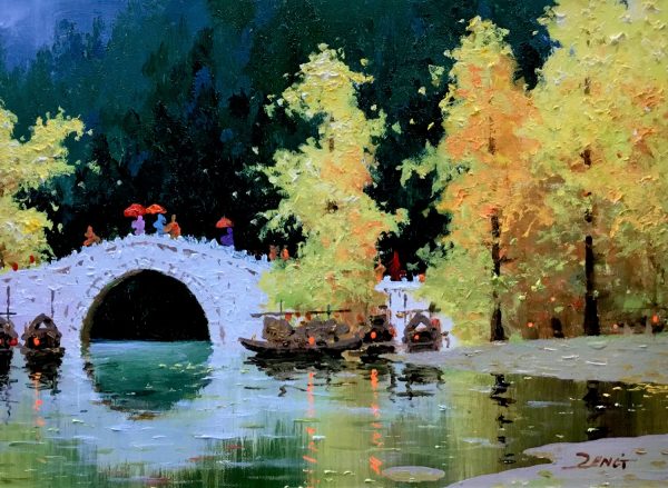 Uncle Zeng-Yellow Trees- Original Oil on Canvas 12x16