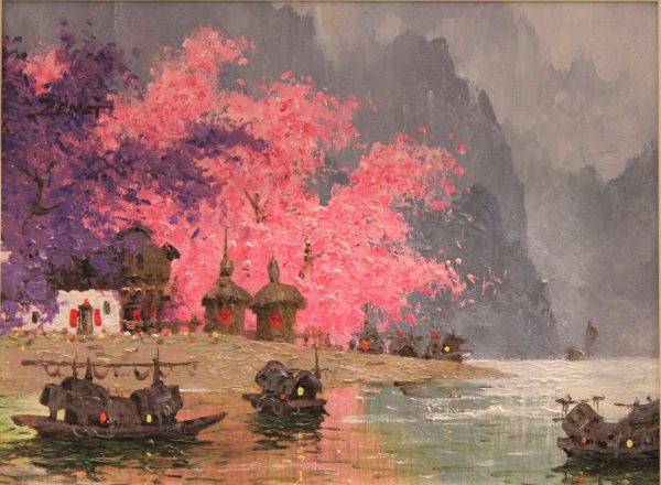 Uncle Zeng Blossoms with Purple Original Oil on Canvas 12x16