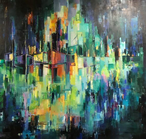 Farahnaz Samari Reflection 2 Original Acrylic Painting 48x48