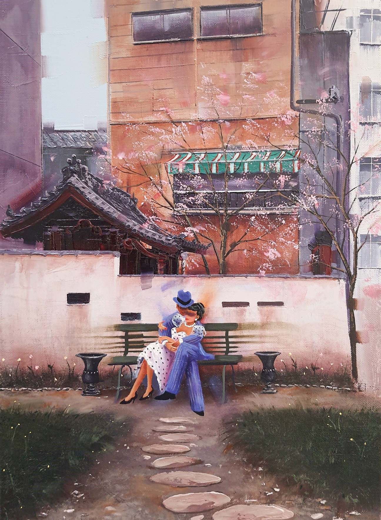 Kamiar Gajoum Our Time Original Oil Painting 13x9.5