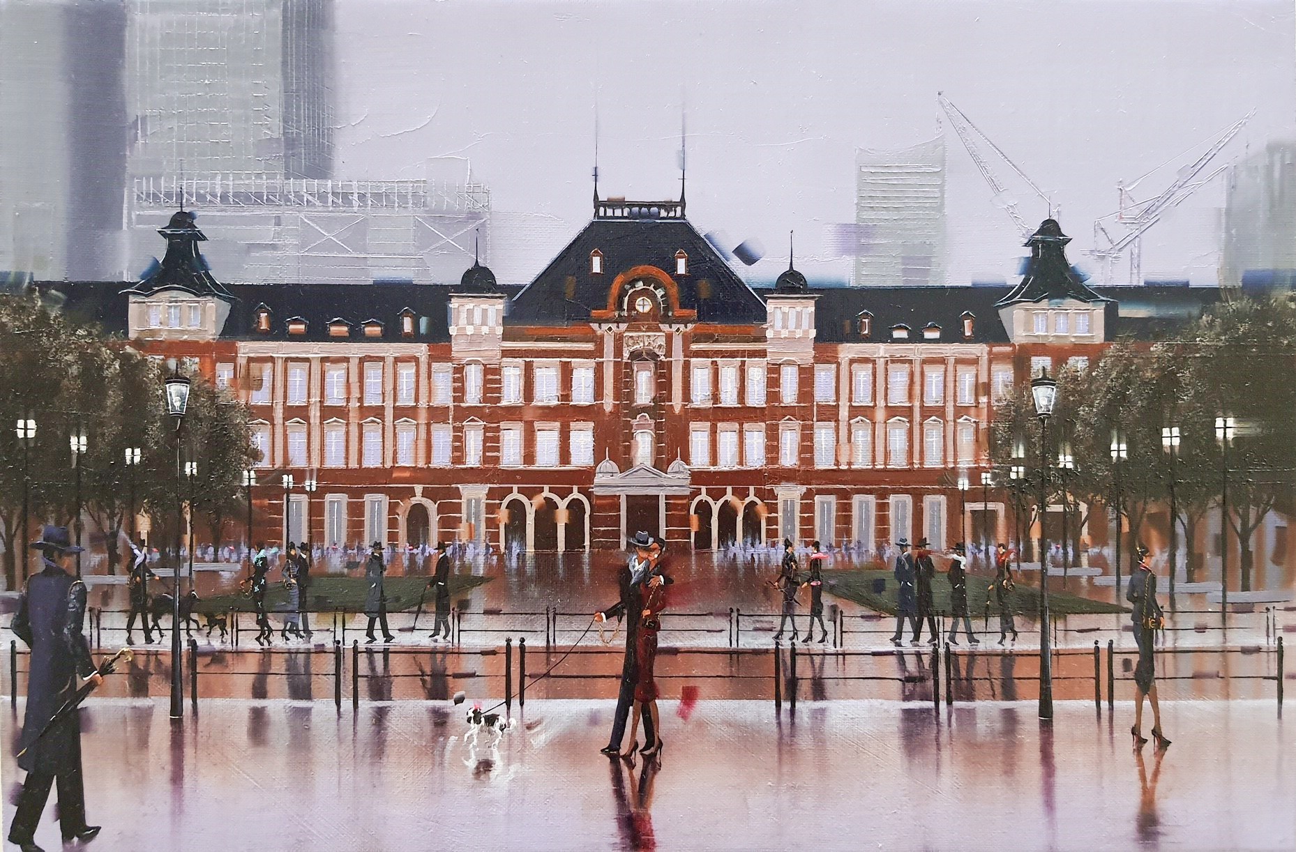 Kamiar Gajoum Tokyo Station Original Oil Painting 11x16