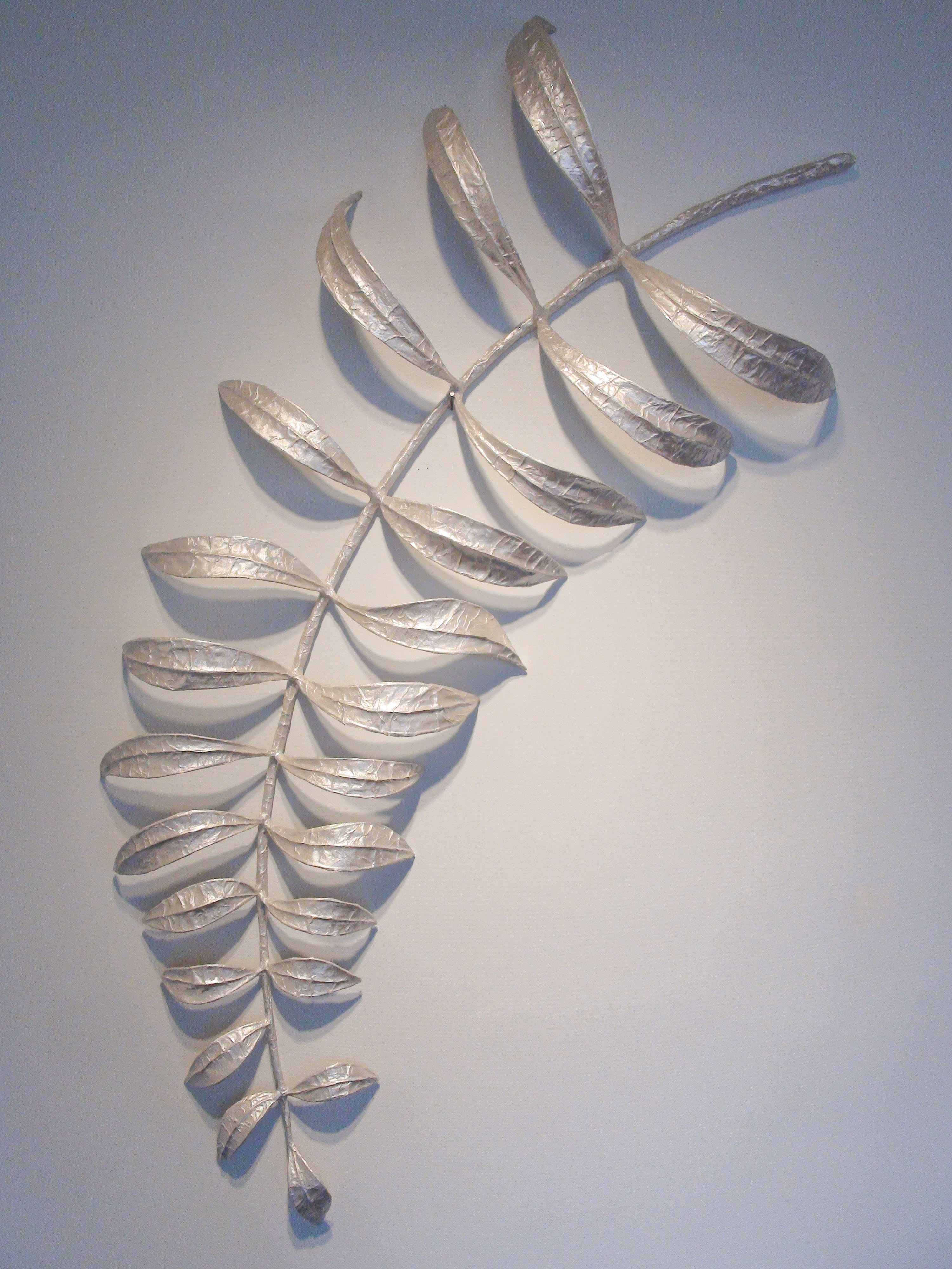 Silver fern II Mixed Media Wall Hang Sculpture 60x36 by Prem