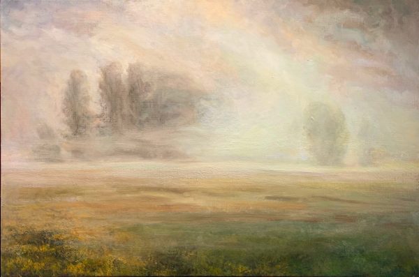 Contemporary Art. Title: Morning Interlude, Oil on Canvas, 30x45 in by Canadian artist Liza Visagie.