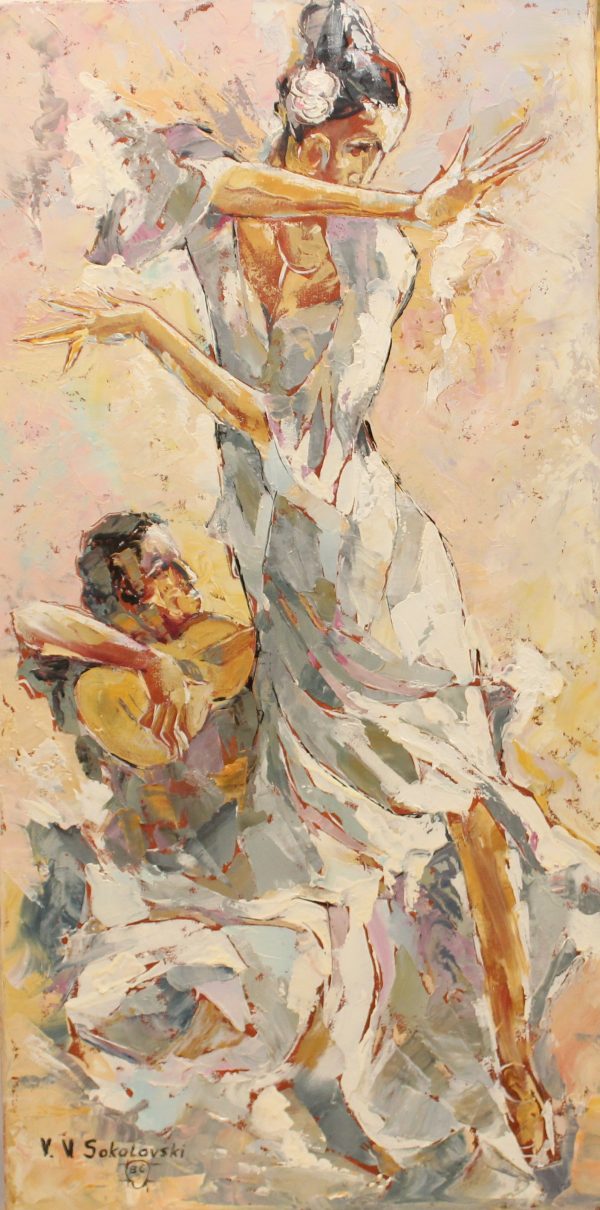 Valeri Sokolovski Spanish Motifs I Original Oil Painting 36x18