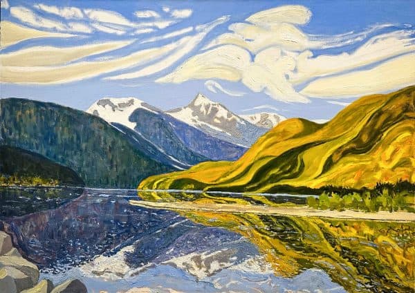 Contemporary Landscape Art. Title: Birkenhead River, Oil on Canvas, 30 x 42 in by Canadian Artist Dennis Brown.
