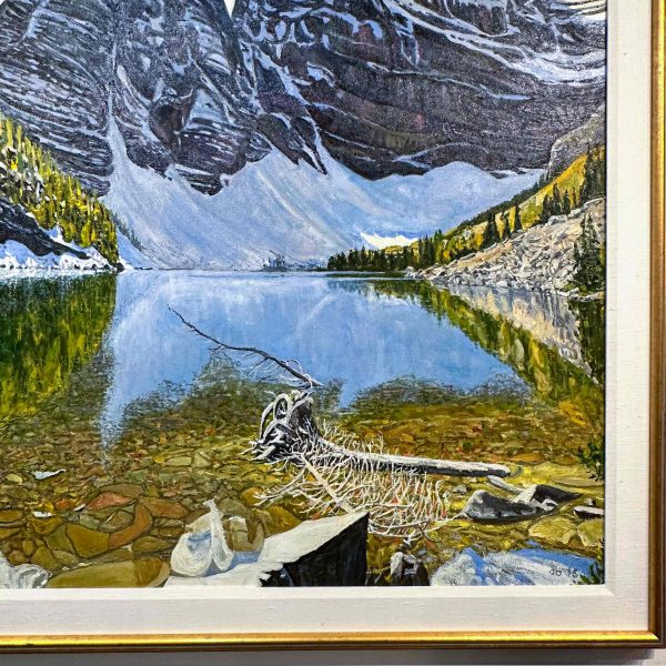 Contemporary Landscape Art. Title: Lake Agnes, Oil on Canvas, 36 x 48 in by Canadian Artist Dennis Brown.