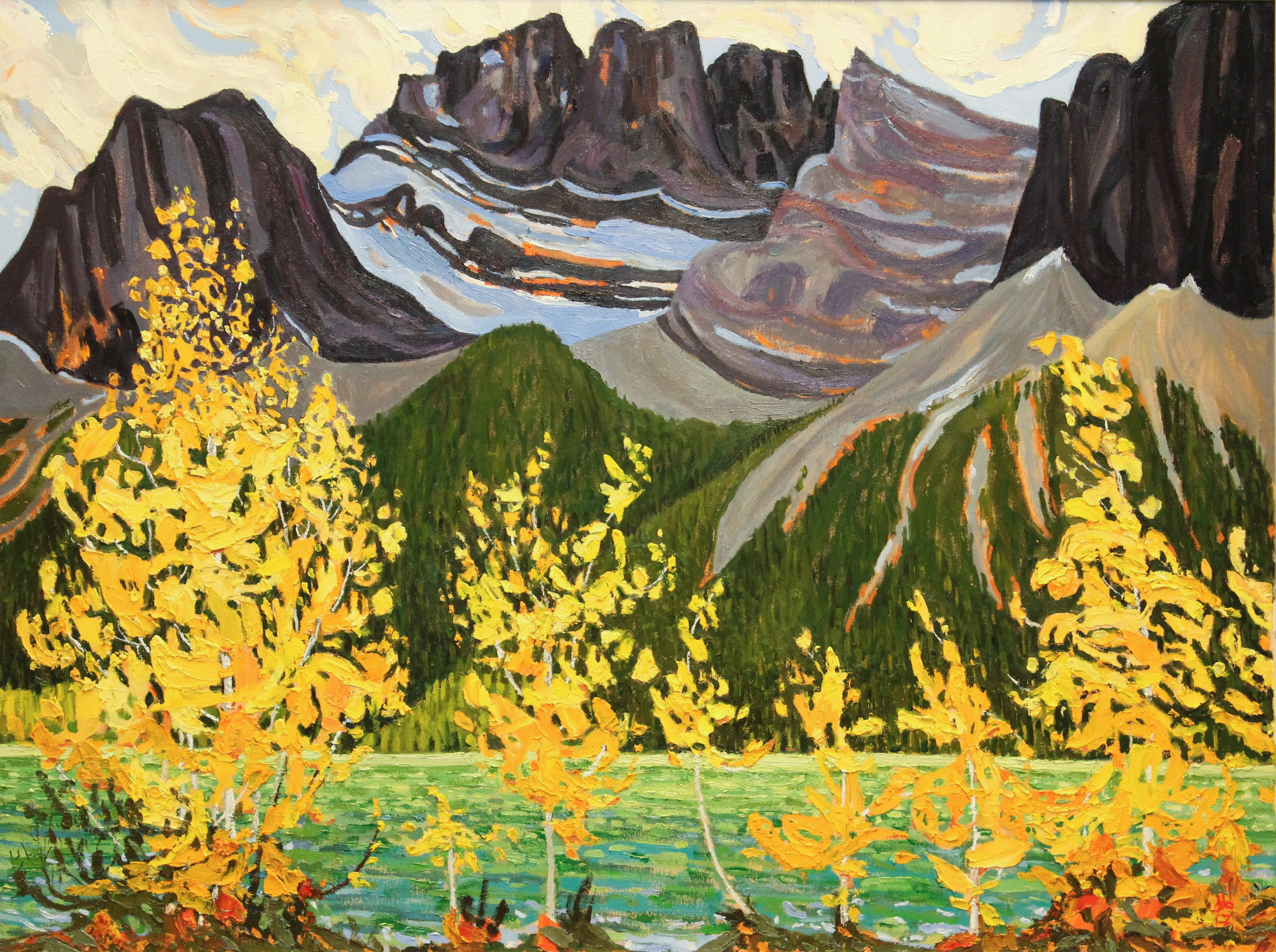 Rockies In Fall Oil Painting 36x48 Dennis Brown