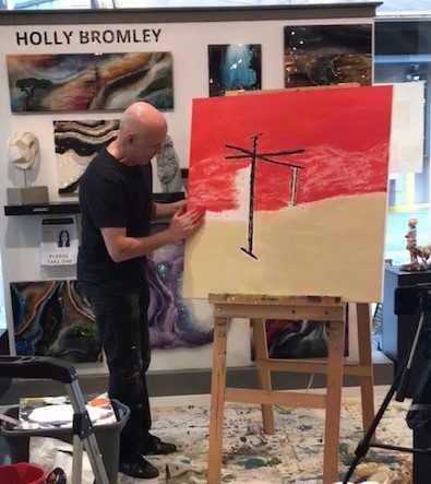 Events. Vancouver artist G Kim Hinkson Live Painting in Vancouver Fine Art Gallery