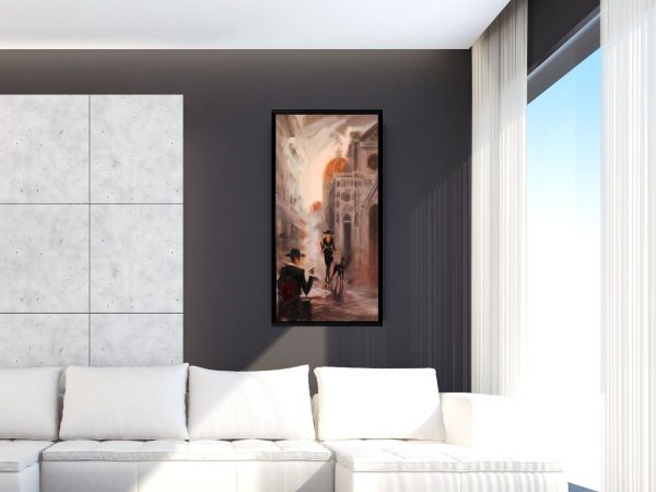 Contemporary painting. Title: Firenze, Original Oil on canvas 48x24 in by Canadian artist Kamiar Gajoum.