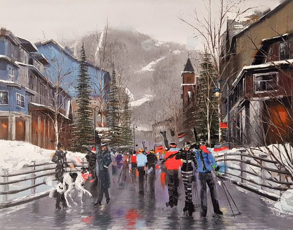 Kamiar Gajoum Main Street Whistler Oil Painting 14x18
