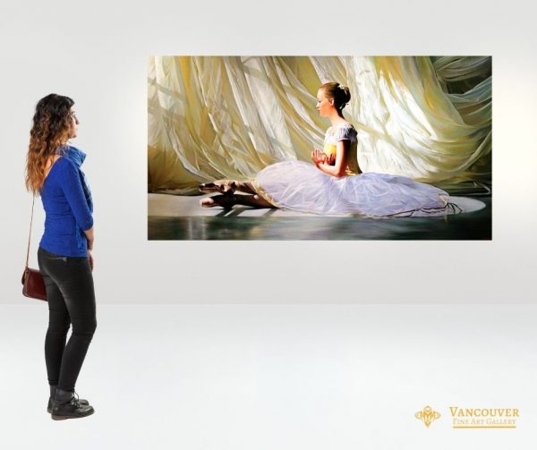 Ballerina Painting. Title: Light and Shadow, Original Oil 36"x72" by Canadian artist Alexander Sheversky. Portrait.