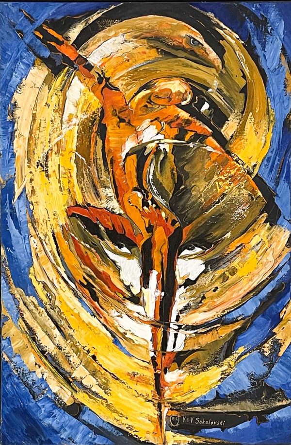 Abstract Art. Title: Eagle Dance, Original Oil_36x24 in by Contemporary Canadian Artist Valeri Sokolovski.