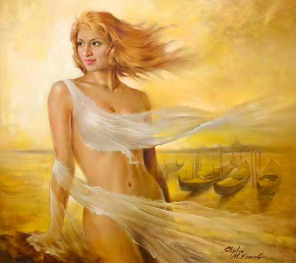 Stephen Man-Fai Cheng Gone with the Wind Original Oil Painting 27x30