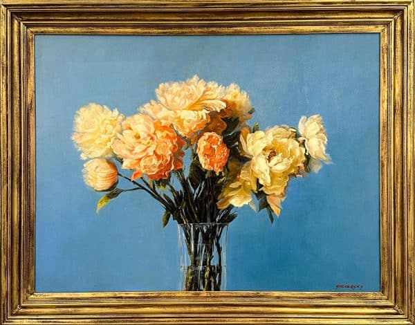 Contemporary art. Title: Peonies, Oil on Canvas, 30 x 40 in by Canadian artist Alexander Sheversky.