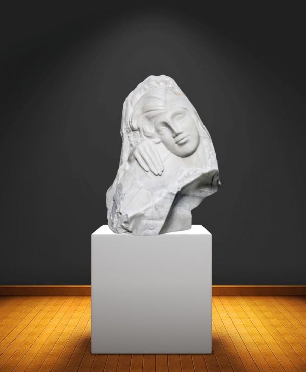 Stone Sculpture. Title: Melody, Original Italian Carrara Marble 24 inches by Valeri Sokolovski. Museum quality sculpture.