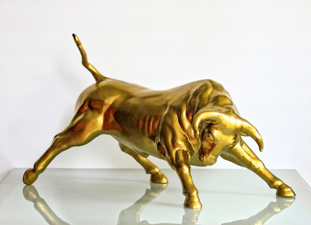 Fortune Gold Bull Resin Sculpture 22x11x14.5 Valeri Sokolovski