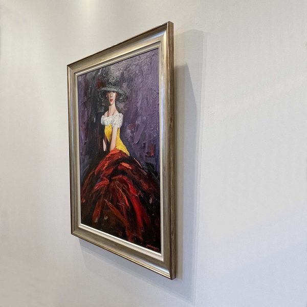 Contemporary art. Title: Lady in Red, Original Oil, 40x30 in by Alexander Sheversky.