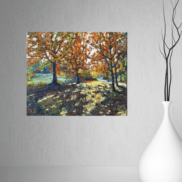 Painting by Anastasia Fedorova Autumn Tress, Original Oil, size 10x12 on the Wall