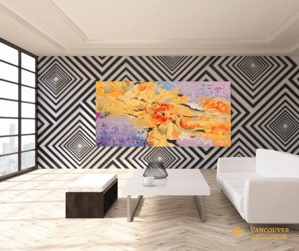 Abstract Painting. Title: Golden Flow, Original Acrylic 40x60 inches by artist Valeri Sokolovski. Contemporary art.