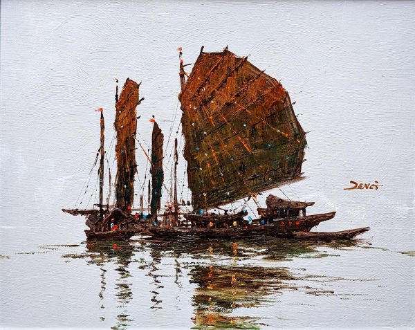 Contemporary Painting. Title: Sails, Original Oil 16x20 inches by Contemporary Canadian Artist Uncle Zeng.