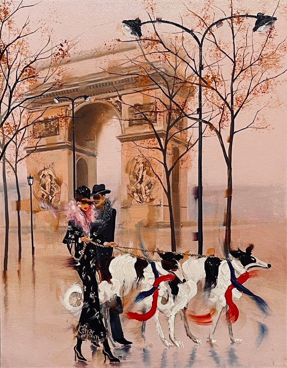 L.E Painting, Title: Parisian View, L.E Gicleé 14"x11" by Kamiar Gajoum. Paris, Arc De Triomph.