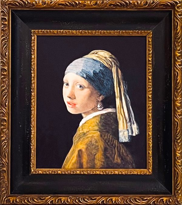Replica Painting. Title: Girl with a Pearl Earring 1665-Johannes Vermeer,18x14 inches by Cosimo Geracitano.